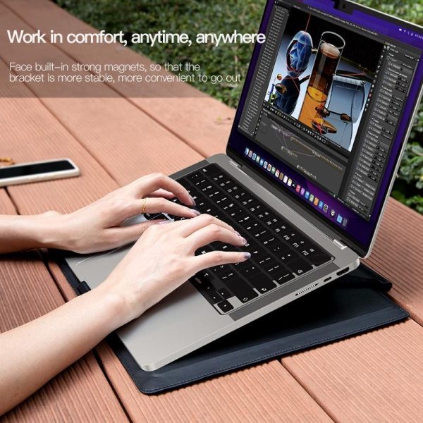 Universal Magnetic Laptop Holder Bag - Stitched Inner - Brown - Image 7