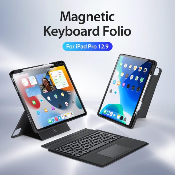 Wireless Bluetooth Keyboard Tablet Case For Ipad Pro 12.9 - Magnetic - Black - Image 3