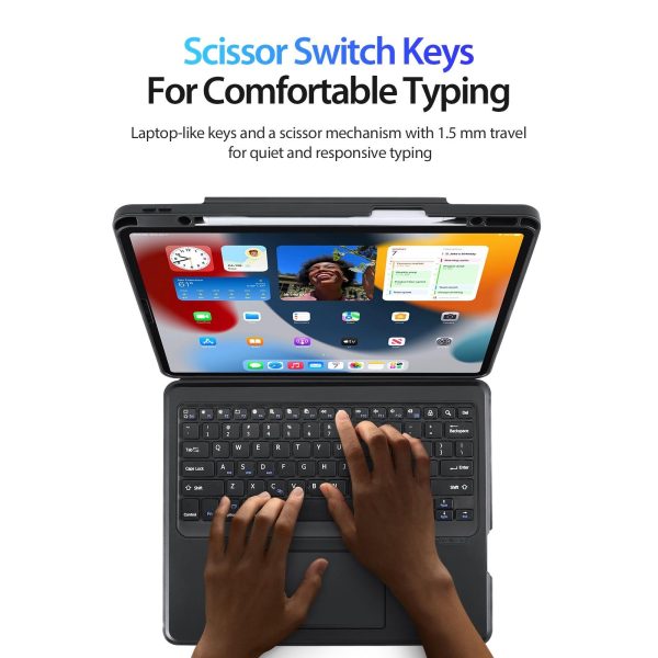 Wireless Bluetooth Keyboard Tablet Case For Ipad Pro 12.9 - Magnetic - Black - Image 8