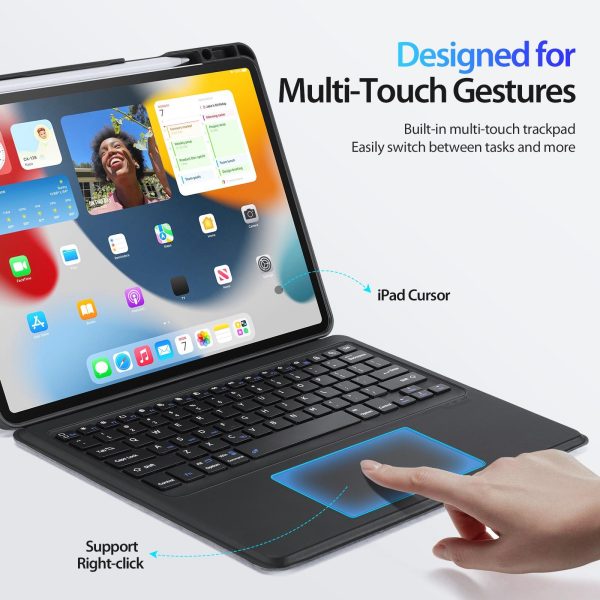 Wireless Bluetooth Keyboard Tablet Case For Ipad Pro 12.9 - Magnetic - Black - Image 9