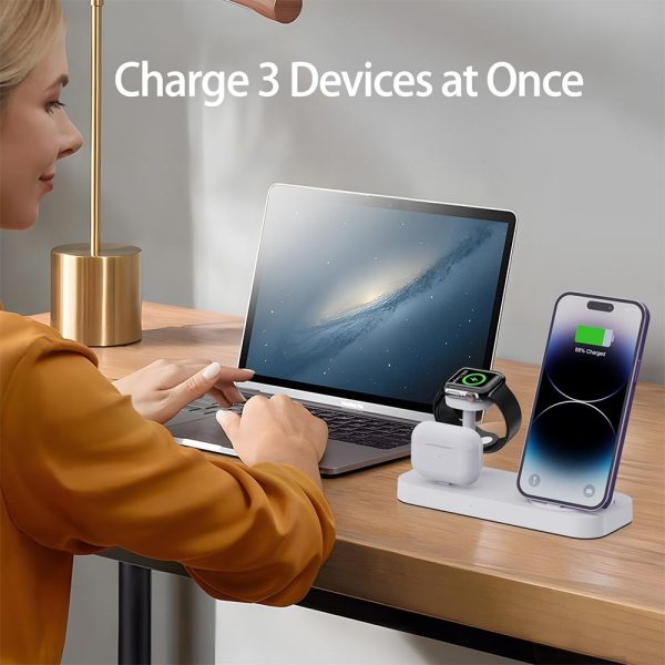 4 In 1 Charging Stand For Apple Watch And Airpods - White - Image 3