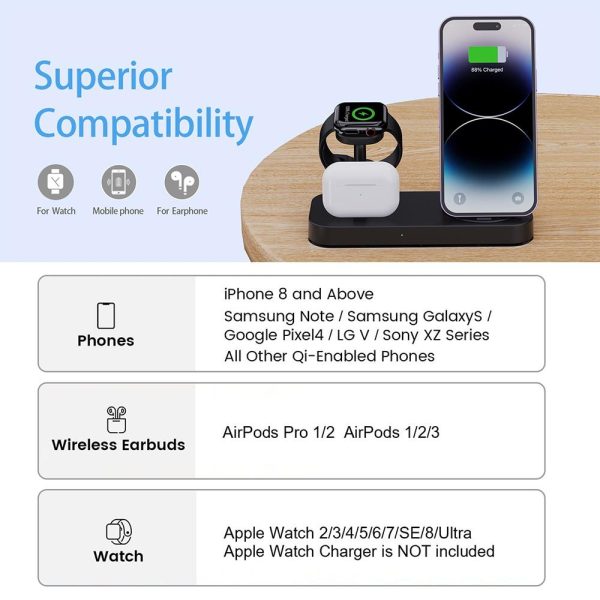 4 In 1 Charging Stand For Apple Watch And Airpods - White - Image 6