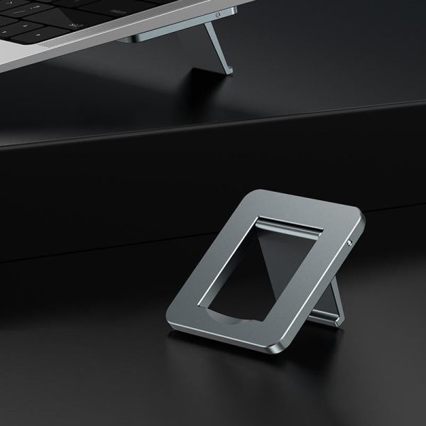 Desktop Folding Notebook Stand with Invisible Height Increase and Storage - Gray