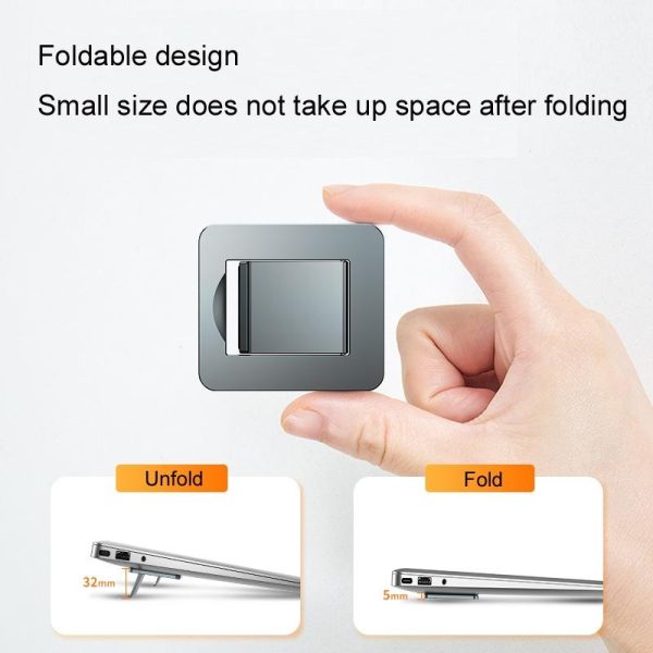 Desktop Folding Notebook Stand with Invisible Height Increase and Storage - Gray - Image 7