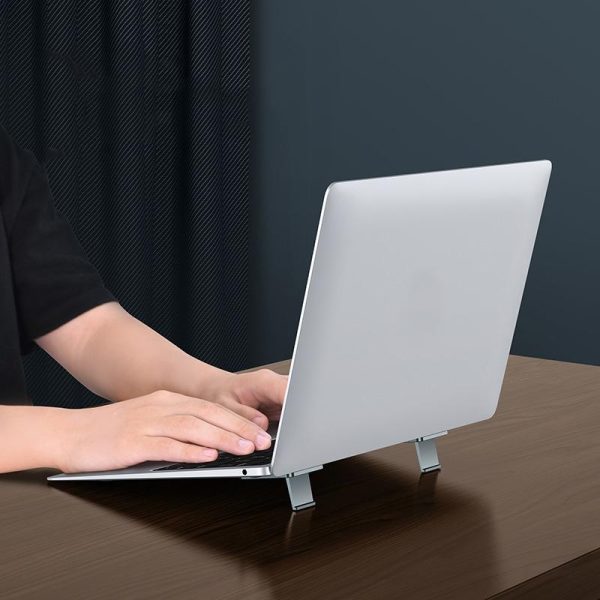 Desktop Folding Notebook Stand with Invisible Height Increase and Storage - Gray - Image 8