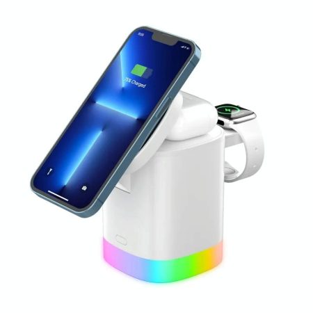3 In 1 Magnetic Wireless Charger For Iphone Iwatch Airpods - White