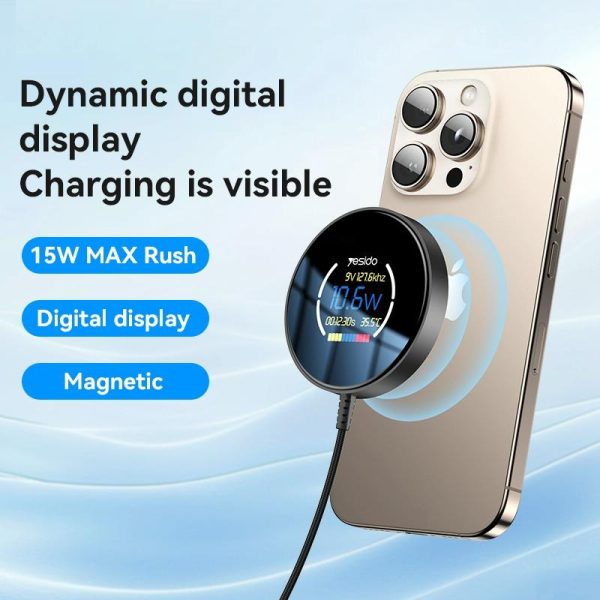 15W Magnetic Wireless Charger With Digital Display 1.2M - Image 3