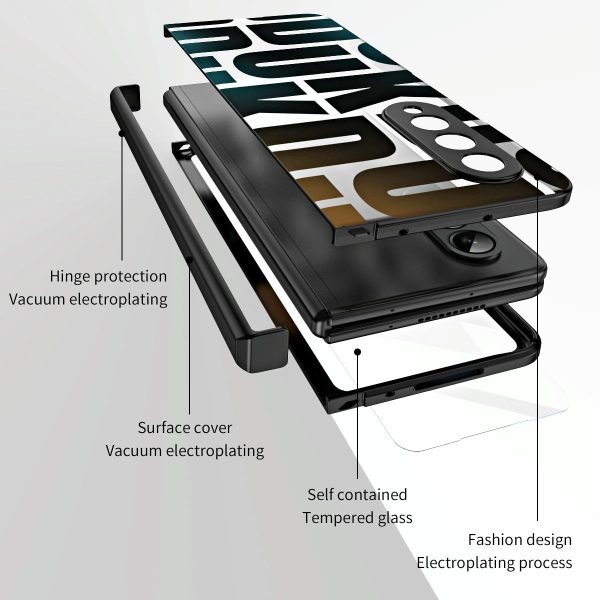 Foldable Electroplated Phone Case for Samsung Galaxy z Fold 4 5g with Hinge - Rose Gold - Image 4