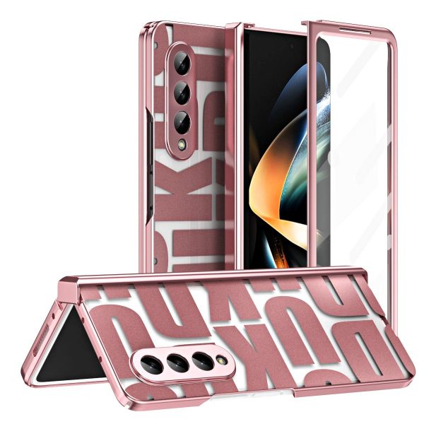 Foldable Electroplated Phone Case for Samsung Galaxy z Fold 4 5g with Hinge - Rose Gold - Image 14