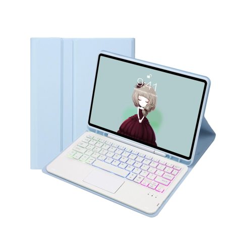 Bluetooth Keyboard Leather Case For Ipad 9.7 2018 & 2017 / Pro 9.7 / Air 2 With Touch Pad & Backlight - Sky Blue