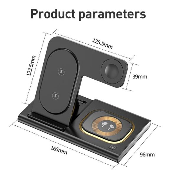 15W 3 In 1 Foldable Wireless Charger - Black - Image 3