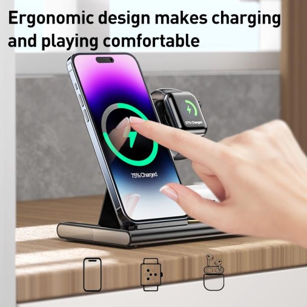 15W 3 In 1 Foldable Wireless Charger - Black - Image 6