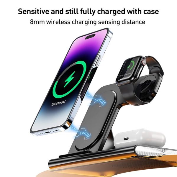 15W 3 In 1 Foldable Wireless Charger - Black - Image 7
