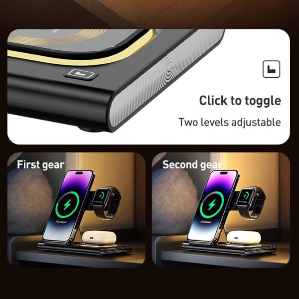 15W 3 In 1 Foldable Wireless Charger - Black - Image 10