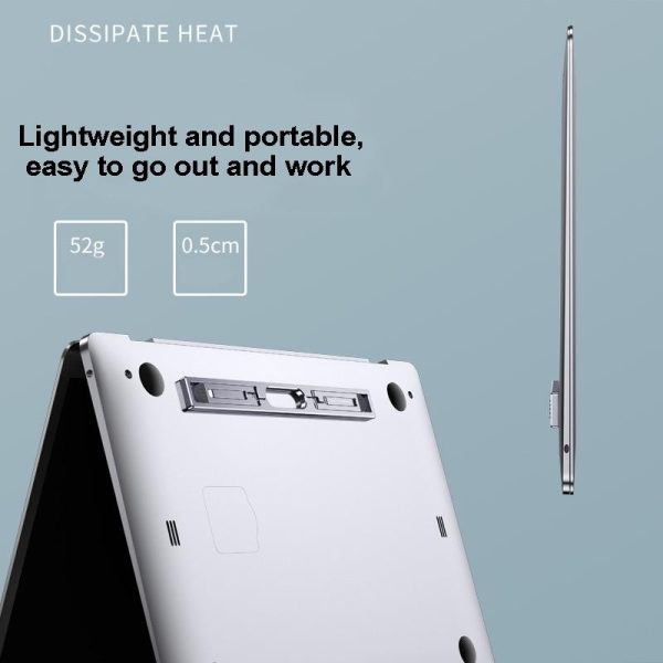 Foldable Aluminum Laptop Stand - Adjustable Height Base - Silver - Image 6