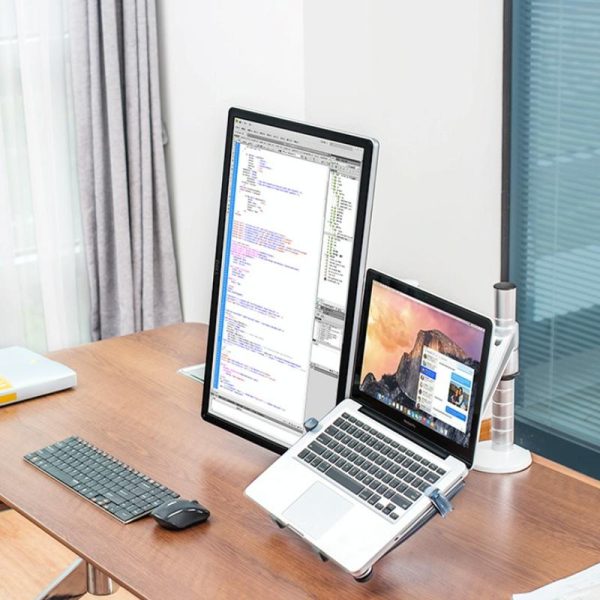 Silver Desktop Monitor Stand - Lifts Laptop - Image 8