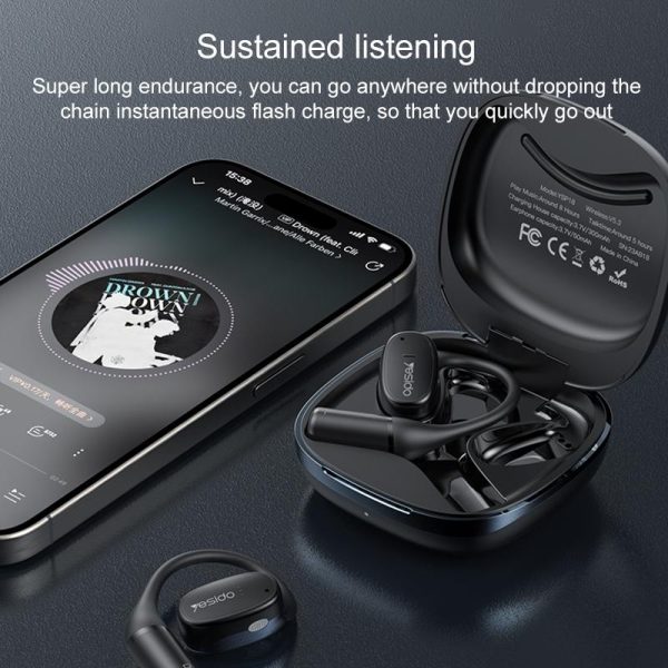 Black Open Wireless Bluetooth Earphones - Ysp18 Ows - Image 7