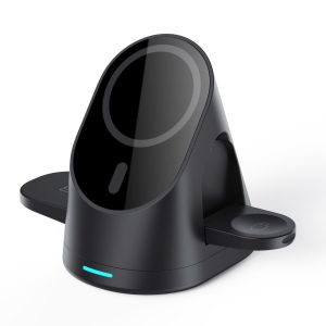 3 In 1 Magnetic Wireless Charging Bracket For Smartphone Iwatch Airpods - Black - Image 2