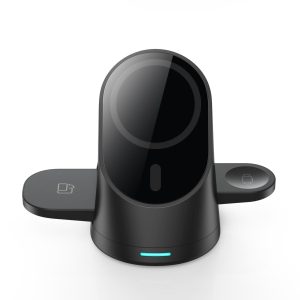 3 In 1 Magnetic Wireless Charging Bracket For Smartphone Iwatch Airpods - Black - Image 3