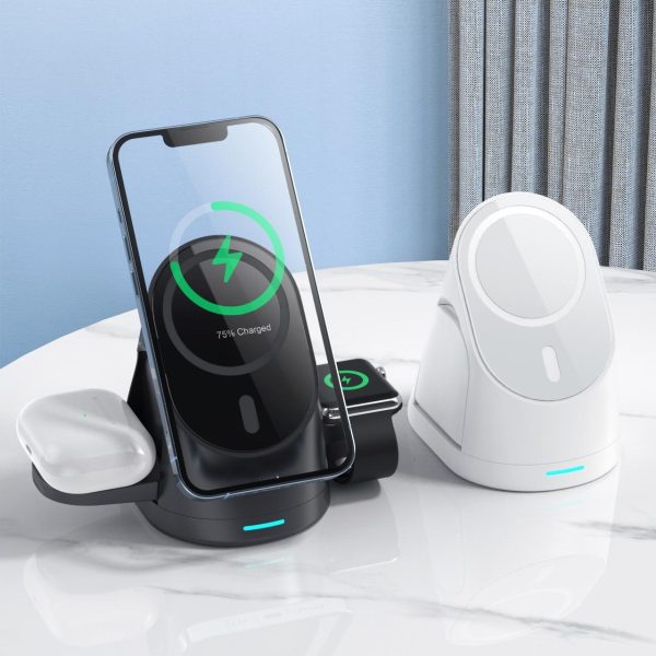 3 In 1 Magnetic Wireless Charging Bracket For Smartphone Iwatch Airpods - Black - Image 4