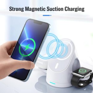 3 In 1 Magnetic Wireless Charging Bracket For Smartphone Iwatch Airpods - Black - Image 7