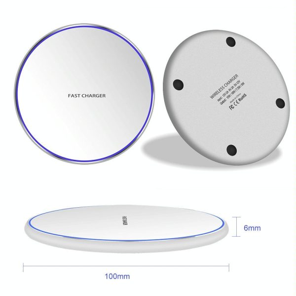 15W Round Wireless Charger Fast Charge - Black + Black Surface - Image 3