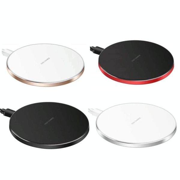 15W Round Wireless Charger Fast Charge - Black + Black Surface - Image 9