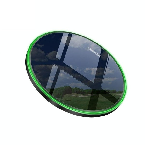 15W Round Wireless Charger Fast Charge - Black + Black Surface - Image 10