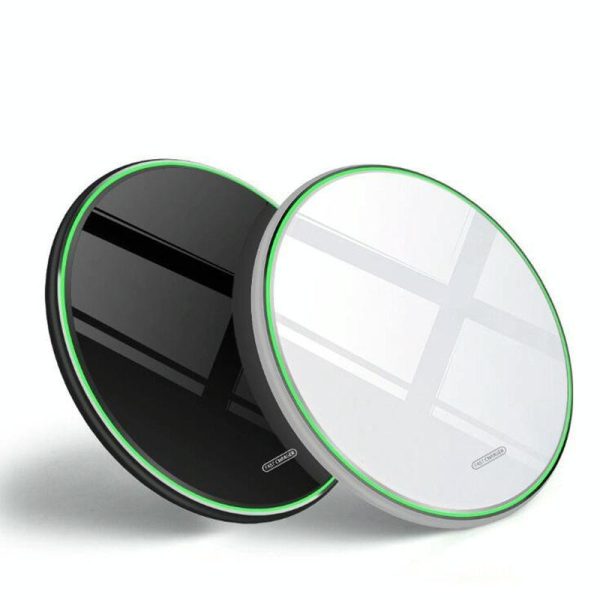 15W Round Wireless Charger Fast Charge - Black + Black Surface - Image 11