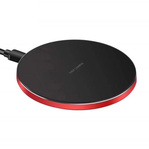 15W Round Wireless Charger Fast Charge - Black + Black Surface - Image 14