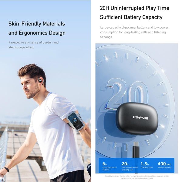 Wireless Tws Bluetooth Earbuds with Air Conduction Technology - Black - Image 6