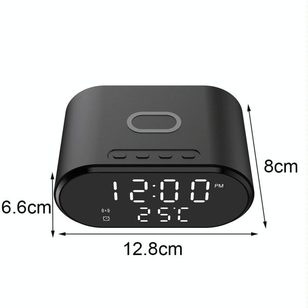 15W Wireless Charger With Mirror & Clock - Black - Image 4