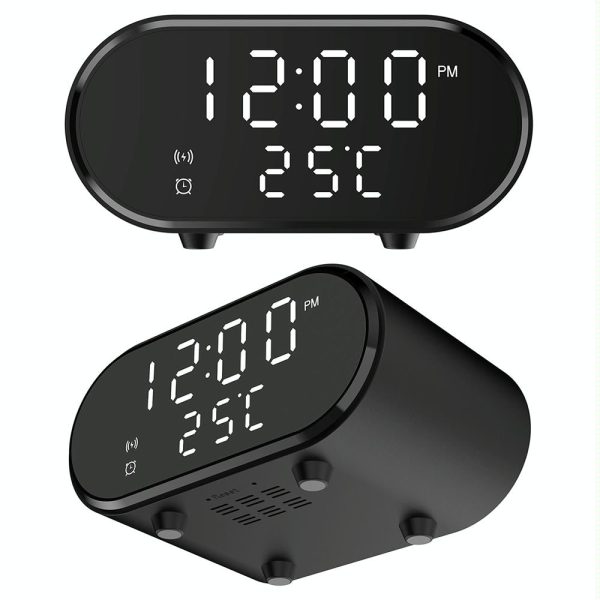 15W Wireless Charger With Mirror & Clock - Black - Image 5