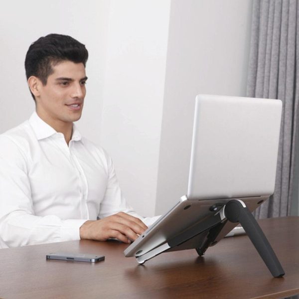 Portable Laptop and Tablet Stand - Foldable - Black - Image 2