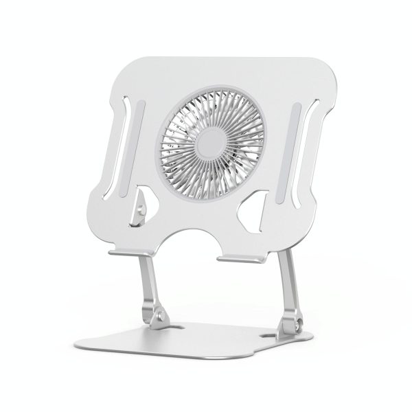 Silver Foldable Laptop Bracket with Fan - Space-saving Design - Image 2