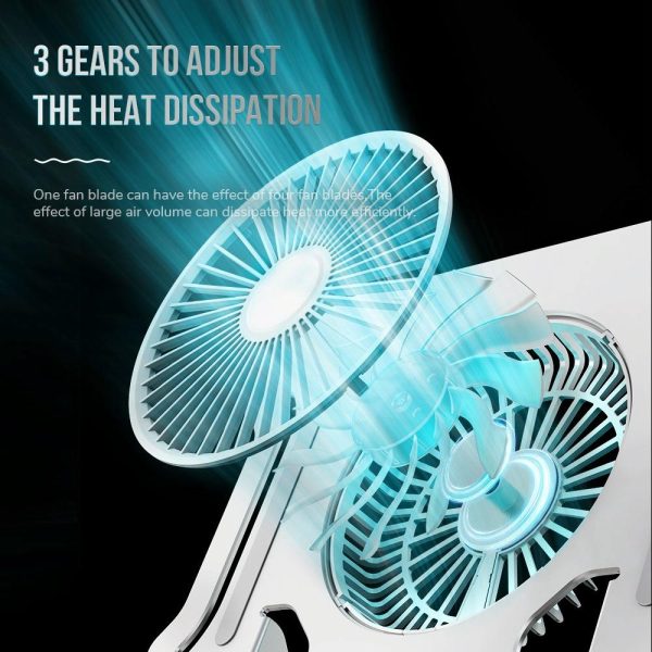 Silver Foldable Laptop Bracket with Fan - Space-saving Design - Image 4