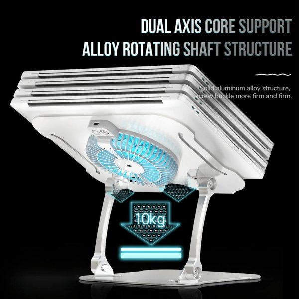 Silver Foldable Laptop Bracket with Fan - Space-saving Design - Image 7