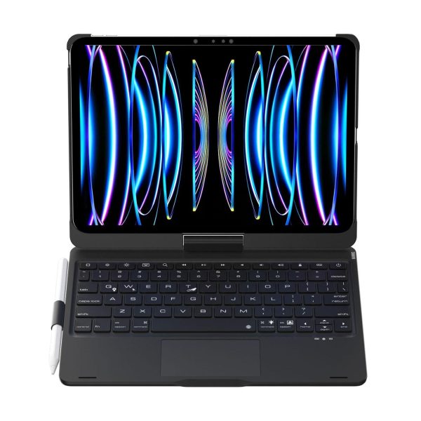 360 Degree Rotating Bluetooth Keyboard Leather Case For Ipad Pro 11 With Backlight - Black - Image 3