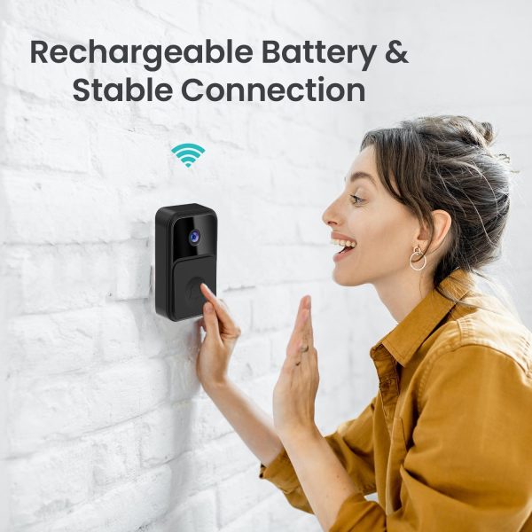 Wireless Smart Video Doorbell - 90 Degree Wide Angle - Black - Image 5