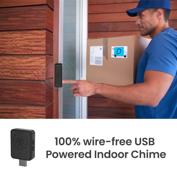Wireless Smart Video Doorbell - 90 Degree Wide Angle - Black - Image 8