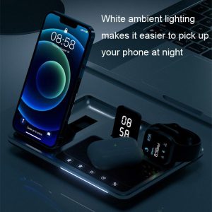 30W 4 In 1 Wireless Charger With Ambient Light Silver / Black - Image 5