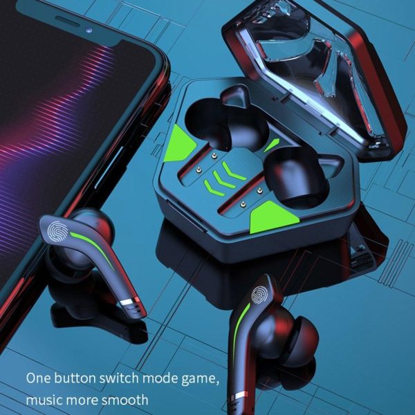 Black Wireless Gaming Bluetooth Earphones - Md168 Tws - Image 4