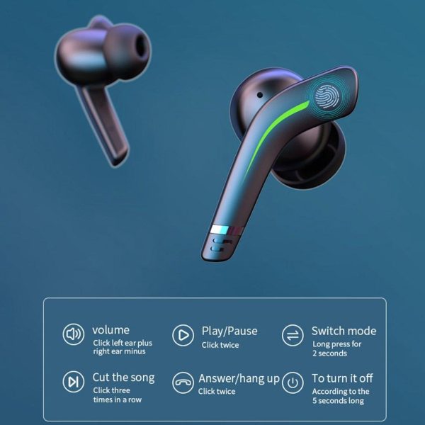 Black Wireless Gaming Bluetooth Earphones - Md168 Tws - Image 8