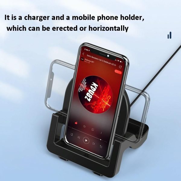 15W Vertical Wireless Fast Charger With Phone Holder - Black - Image 4