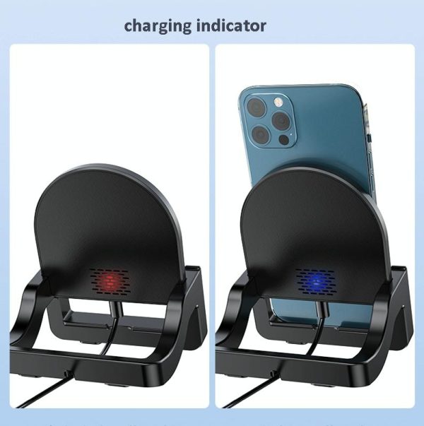 15W Vertical Wireless Fast Charger With Phone Holder - Black - Image 7