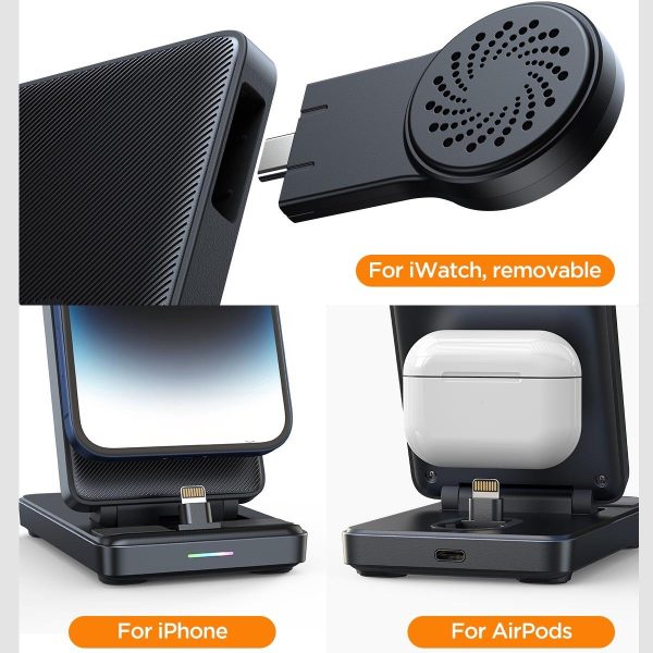 4 In 1 Wireless Charging Stand For Iphone / Airpods / Apple Watch Black - Image 6
