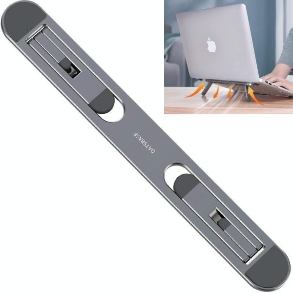 Foldable Laptop Stand with Fan and Heater - Portable and Adjustable - Silver - Image 2