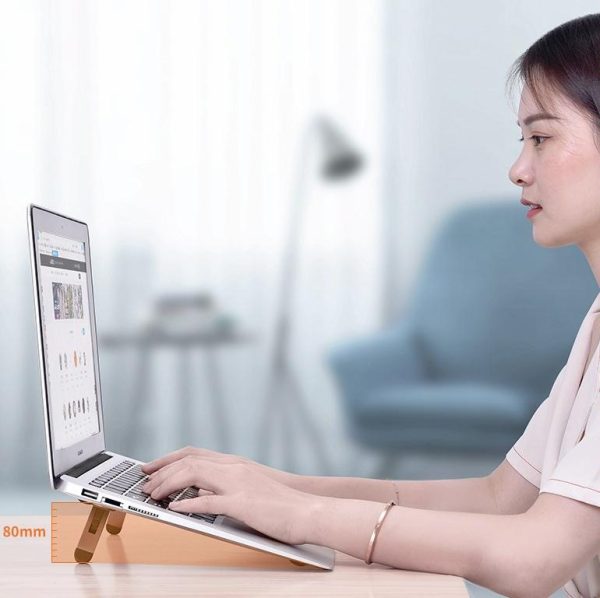Foldable Laptop Stand with Fan and Heater - Portable and Adjustable - Silver - Image 4