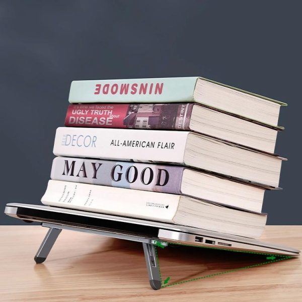 Foldable Laptop Stand with Fan and Heater - Portable and Adjustable - Silver - Image 12