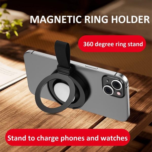 3 In 1 Magnetic Wireless Charger With Phone Ring Black - Image 4